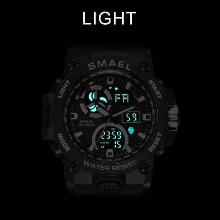 6 in 1 Men’s 50m Waterproof Dual Time Digital Sport Wrist