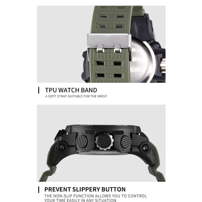 6 in 1 Men’s 50m Waterproof Dual Time Digital Sport Wrist