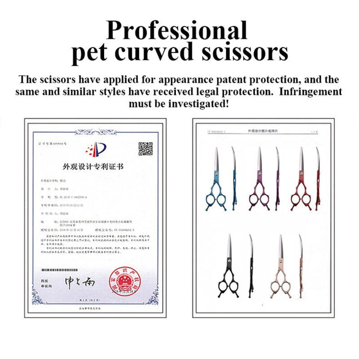 6.5 7.0inch Jp440c Curved Thinning Straight Scissors Dog