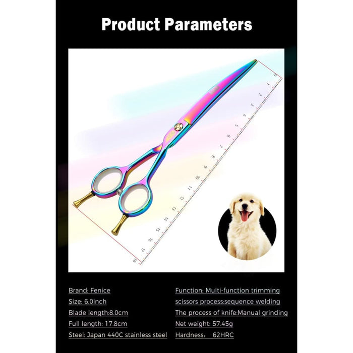 6.5 Inch Professional Curved Scissors For Dog Grooming Pet