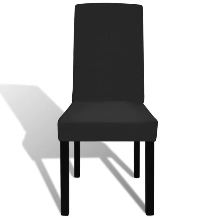 6 Pcs Black Straight Stretchable Chair Cover Otbtin