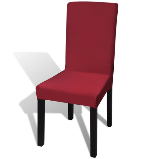 6 Pcs Bordeaux Straight Stretchable Chair Cover Otbtik
