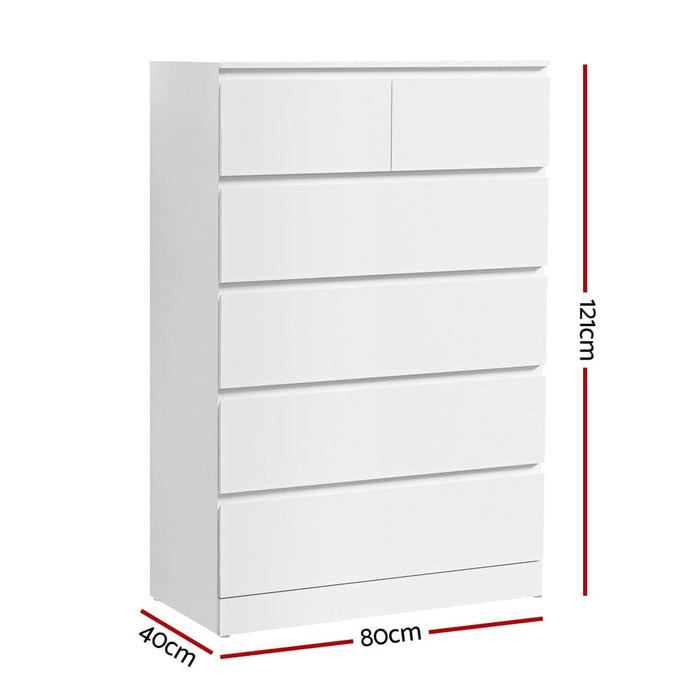 6 Chest of Drawers - Pepe White