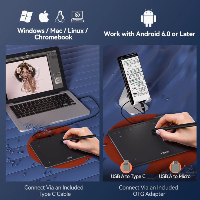 6 Graphic Tablet With 8192 Stylus For Laptop