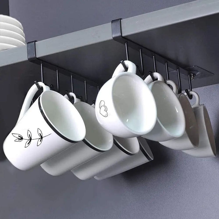 6 Hook Mug Holder For Kitchen Cabinet Storage