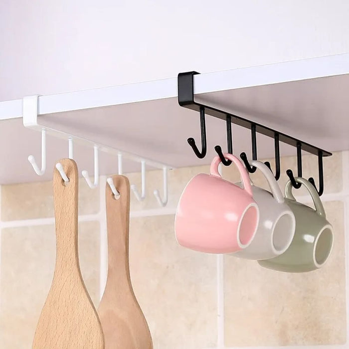 6 Hook Mug Holder For Kitchen Cabinet Storage