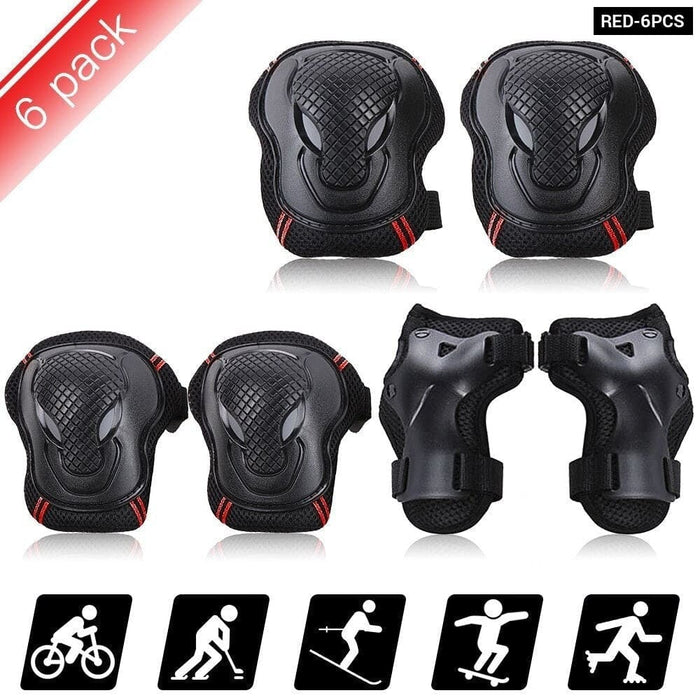 6 Pcs Knee Elbow Pads Wrist Guards Safety Protective Gear