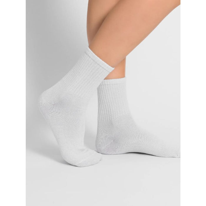 6 Pairs Unisex Middle Tube Socks White Black Sweat