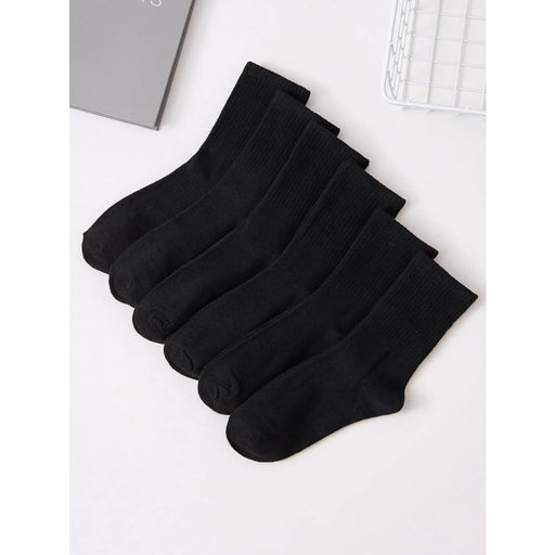 6 Pairs Unisex Middle Tube Socks White Black Sweat