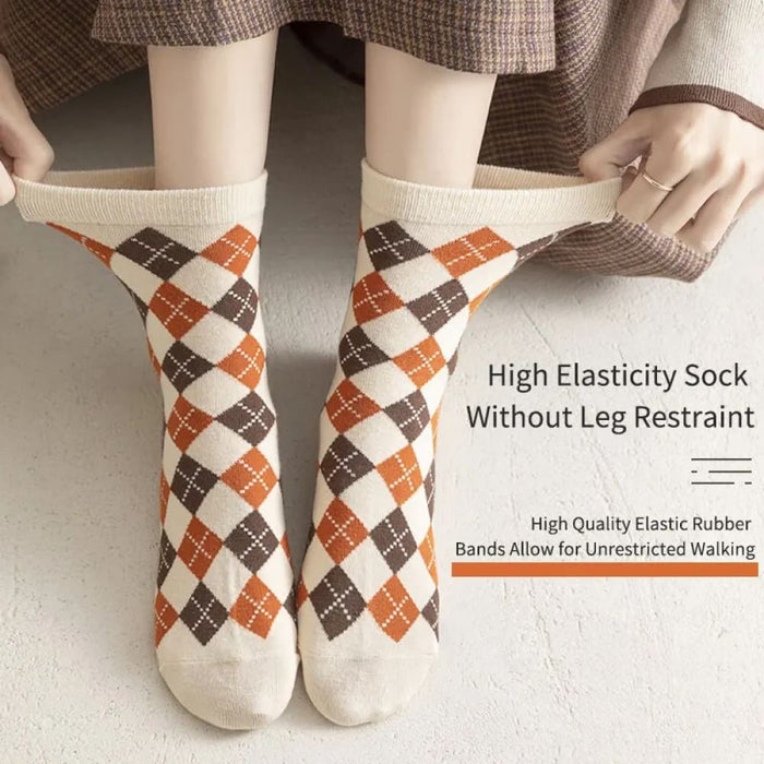 6 Pairs Of Womens Spring Summer Medium Socks Khaki Vintage