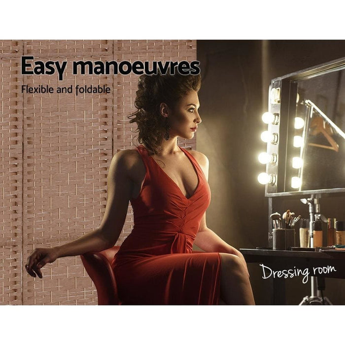 6 Panel Light-weight Room Divider Screen with Hand-woven