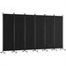 6 Panel Room Divider Screen 323cm Wheel Fabric Black