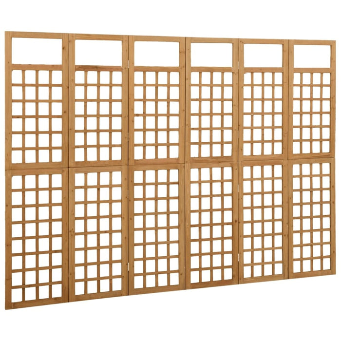 6 Panel Room Divider Trellis Solid Fir Wood Gl52161