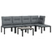 6 Piece Garden Lounge Set Black and Grey Poly Rattan Toniial