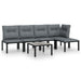 6 Piece Garden Lounge Set Black and Grey Poly Rattan Toniial