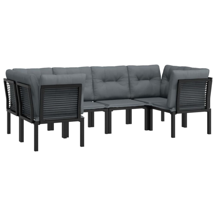6 Piece Garden Lounge Set Black and Grey Poly Rattan Toniiln