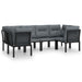 6 Piece Garden Lounge Set Black and Grey Poly Rattan Toniiln