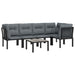 6 Piece Garden Lounge Set Black and Grey Poly Rattan Toniipa