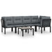 6 Piece Garden Lounge Set Black and Grey Poly Rattan Toniipa