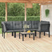 6 Piece Garden Lounge Set Black and Grey Poly Rattan Toniipa