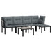 6 Piece Garden Lounge Set Black and Grey Poly Rattan Toniipb