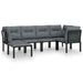 6 Piece Garden Lounge Set Black and Grey Poly Rattan Toniipn