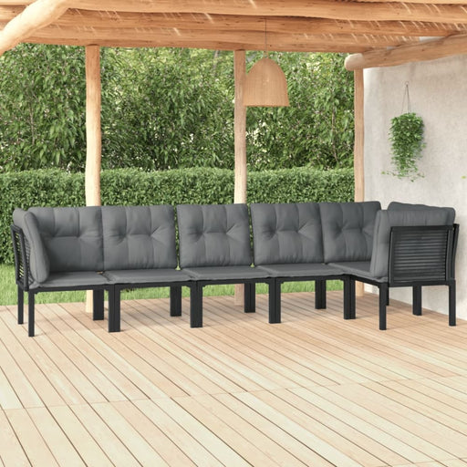 6 Piece Garden Lounge Set Black and Grey Poly Rattan Toniipp