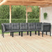 6 Piece Garden Lounge Set Black and Grey Poly Rattan Toniipp