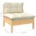 6 Piece Garden Lounge Set with Cream Cushions Pinewood