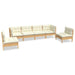 6 Piece Garden Lounge Set with Cream Cushions Solid