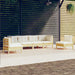 6 Piece Garden Lounge Set with Cream Cushions Solid
