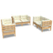 6 Piece Garden Lounge Set with Cream Cushions Solid