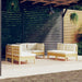 6 Piece Garden Lounge Set with Cream Cushions Solid
