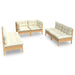 6 Piece Garden Lounge Set with Cream Cushions Solid