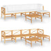6 Piece Garden Lounge Set with Cream Cushions Solid Teak