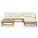 6 Piece Garden Lounge Set with Cream White Cushions Bamboo