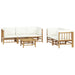 6 Piece Garden Lounge Set with Cream White Cushions Bamboo