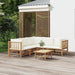 6 Piece Garden Lounge Set with Cream White Cushions Bamboo