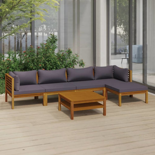 6 Piece Garden Lounge Set with Cushion Solid Acacia Wood