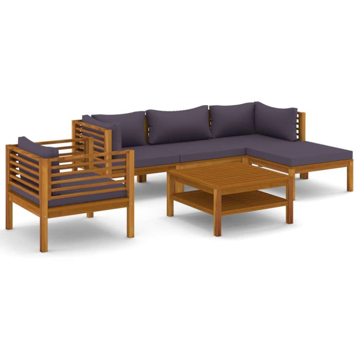 6 Piece Garden Lounge Set with Cushion Solid Acacia Wood