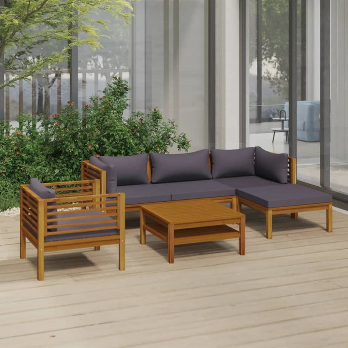 6 Piece Garden Lounge Set with Cushion Solid Acacia Wood