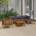 6 Piece Garden Lounge Set with Cushion Solid Acacia Wood