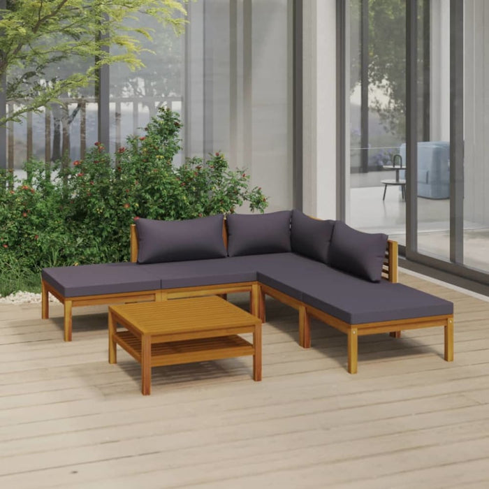 6 Piece Garden Lounge Set with Cushion Solid Acacia Wood