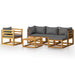 6 Piece Garden Lounge Set with Cushion Solid Acacia Wood