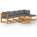 6 Piece Garden Lounge Set with Cushion Solid Acacia Wood