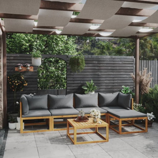 6 Piece Garden Lounge Set With Cushion Solid Acacia Wood
