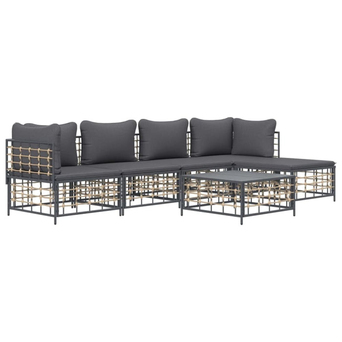 6 Piece Garden Lounge Set with Cushions Anthracite Poly