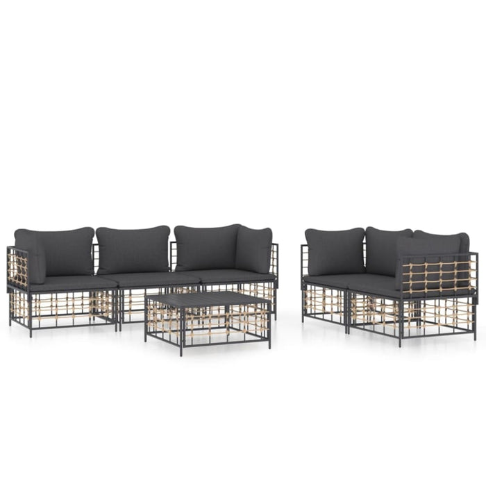 6 Piece Garden Lounge Set with Cushions Anthracite Poly