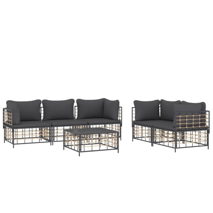 6 Piece Garden Lounge Set with Cushions Anthracite Poly