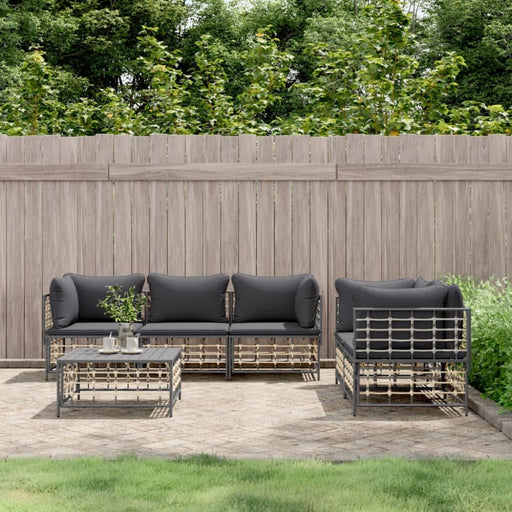 6 Piece Garden Lounge Set with Cushions Anthracite Poly